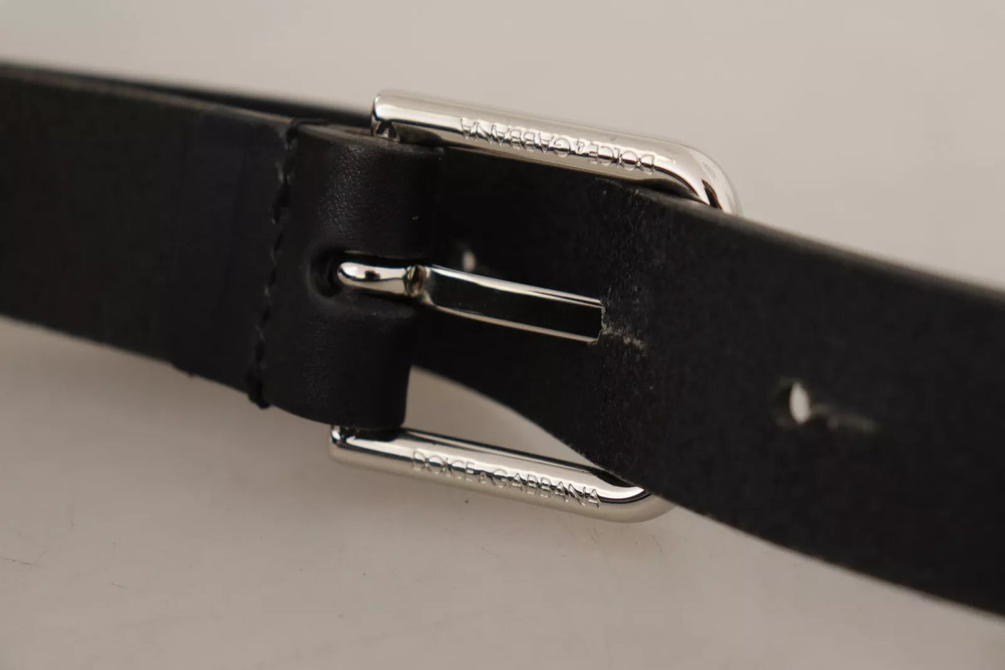 Dolce & Gabbana Black Classic Calf Leather Metal Box Buckle Belt