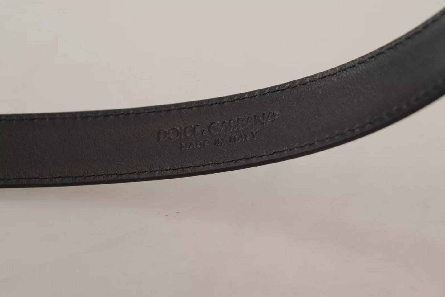 Dolce & Gabbana Black Classic Calf Leather Vintage Metal Buckle Belt
