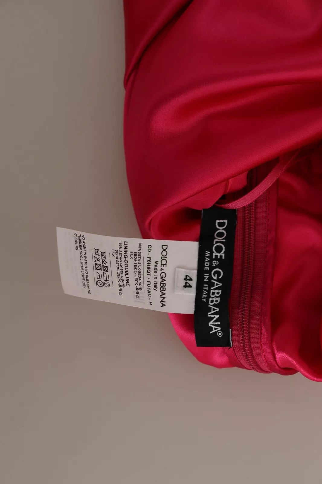 Dolce & Gabbana Fuchsia Fitted Cut One Shoulder Midi Dress