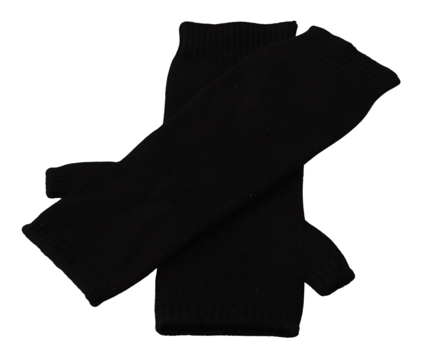 Dolce & Gabbana Black tricot sans doigt de longueur de coude Gants