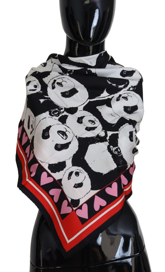 Dolce & Gabbana Multicolor Panda Print Seidenschalels Schal