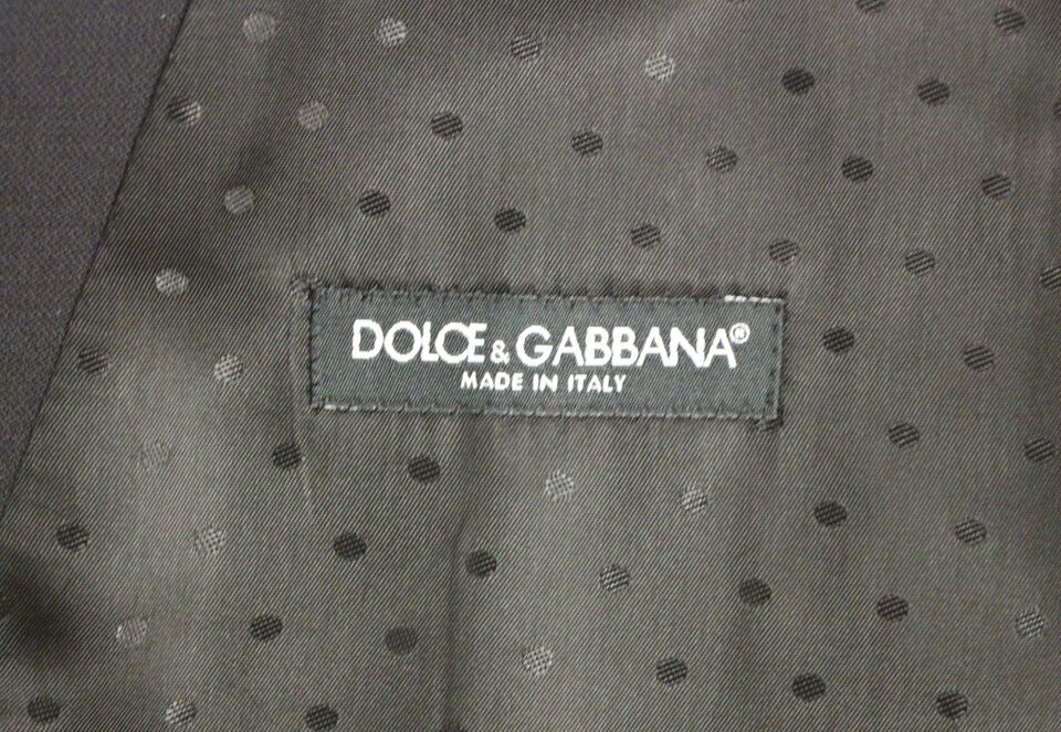 Dolce & Gabbana Black Wool Silk Robe Gest Gilet Weste