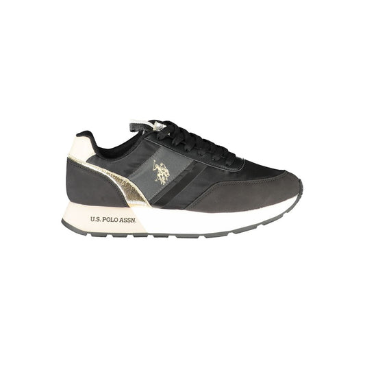 U.S. POLO ASSN. Sleek Black Lace-Up Sneakers with Contrast Detail