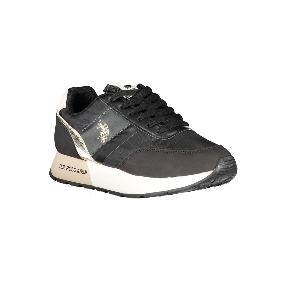 U.S. POLO ASSN. Sleek Black Lace-Up Sneakers with Contrast Detail