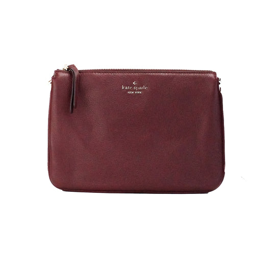 Kate Spade Jackson Cherrywood Leather Triple Gusset Crossbody Handbag Purse
