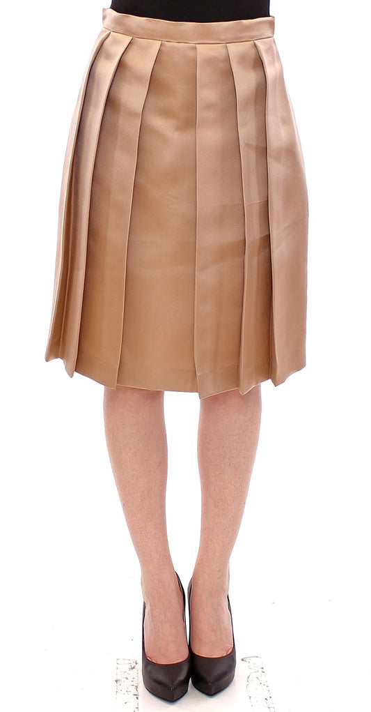 Andrea Inconstri Brown Silk Solid Mini jupe plissée