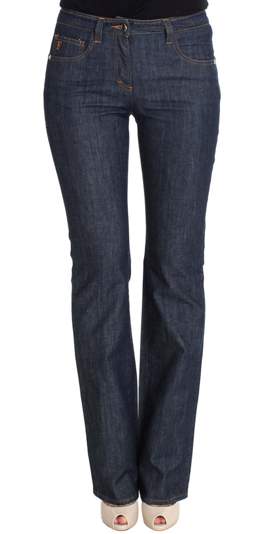 GF Ferre Blue Cotton Denim Flare Stiefel Schnitt Jeans