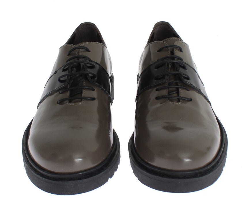 Ai_ Chaussures de laceups en cuir brun gris