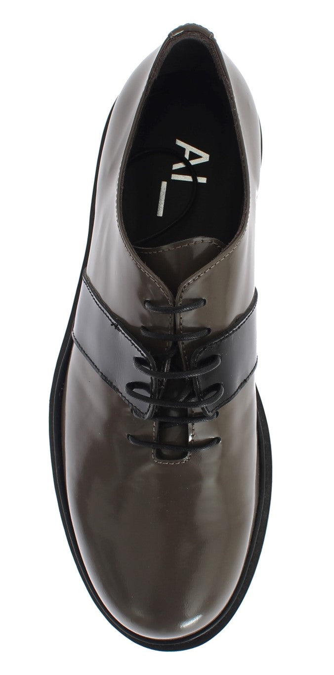 Ai_ Chaussures de laceups en cuir brun gris