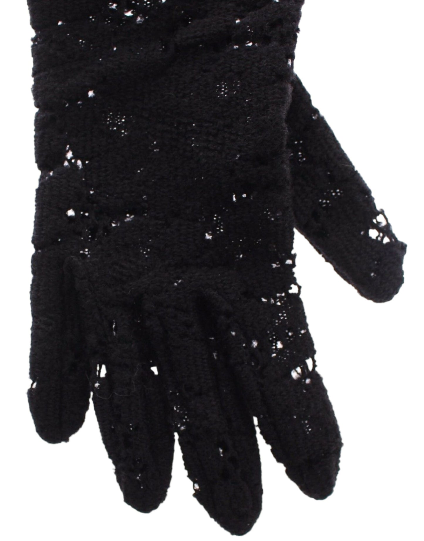 Dolce & Gabbana en dentelle noire laine de laine de laine d'agneau gants de coude