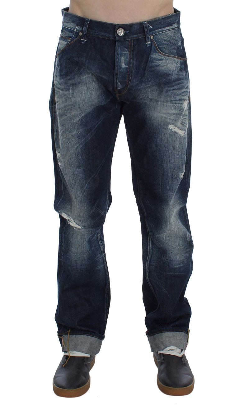 ACHT Blue Wash Cotton Denim Jeans Ajustement régulier