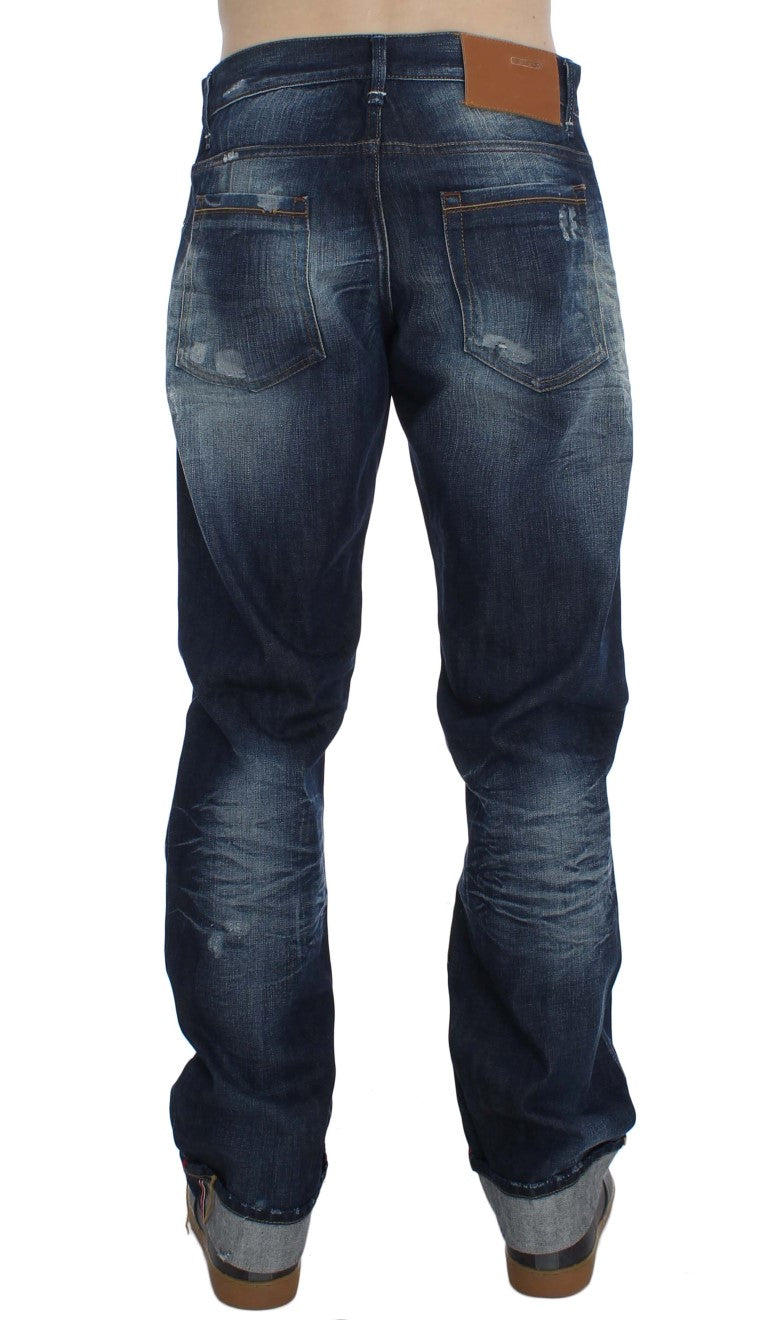 ACHT Blue Wash Cotton Denim Jeans Ajustement régulier