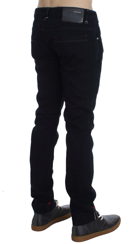 Acht dunkelblau Cord Schlanker dünner Fit Jeans