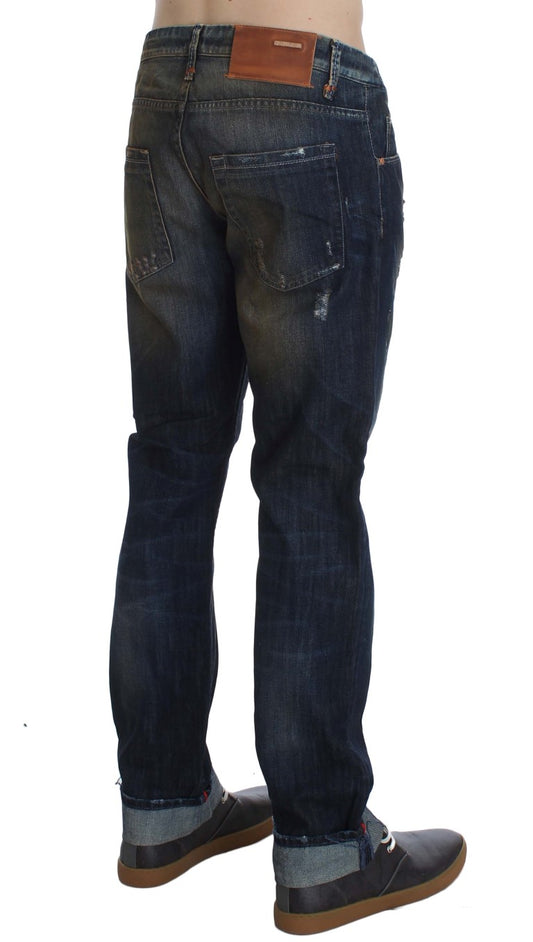 Acht Blue Wash Baumwolle reguläre gerade Fit Jeans