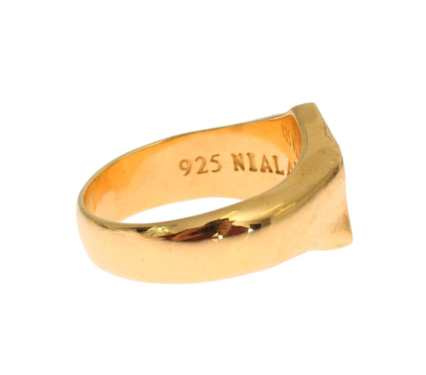 Nialaya Gold plaqué 925 Bague en argent sterling
