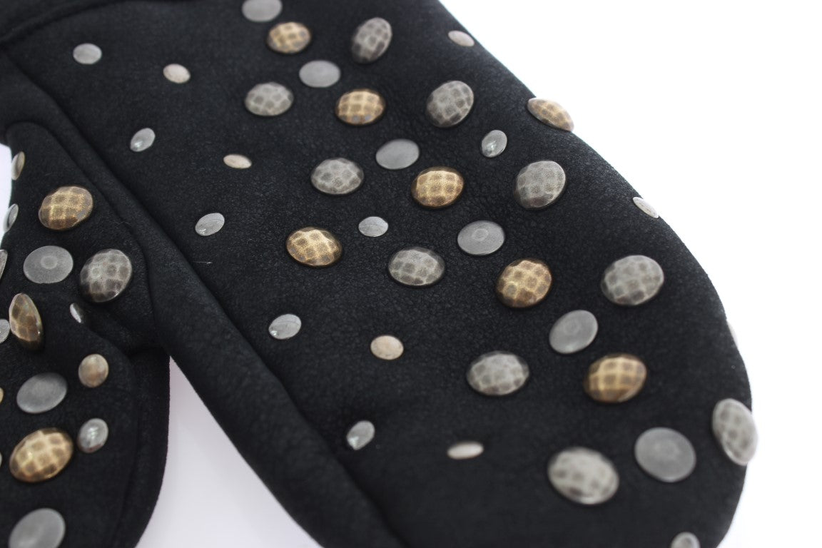 Dolce & Gabbana gris gris gants cloutés en laine gris