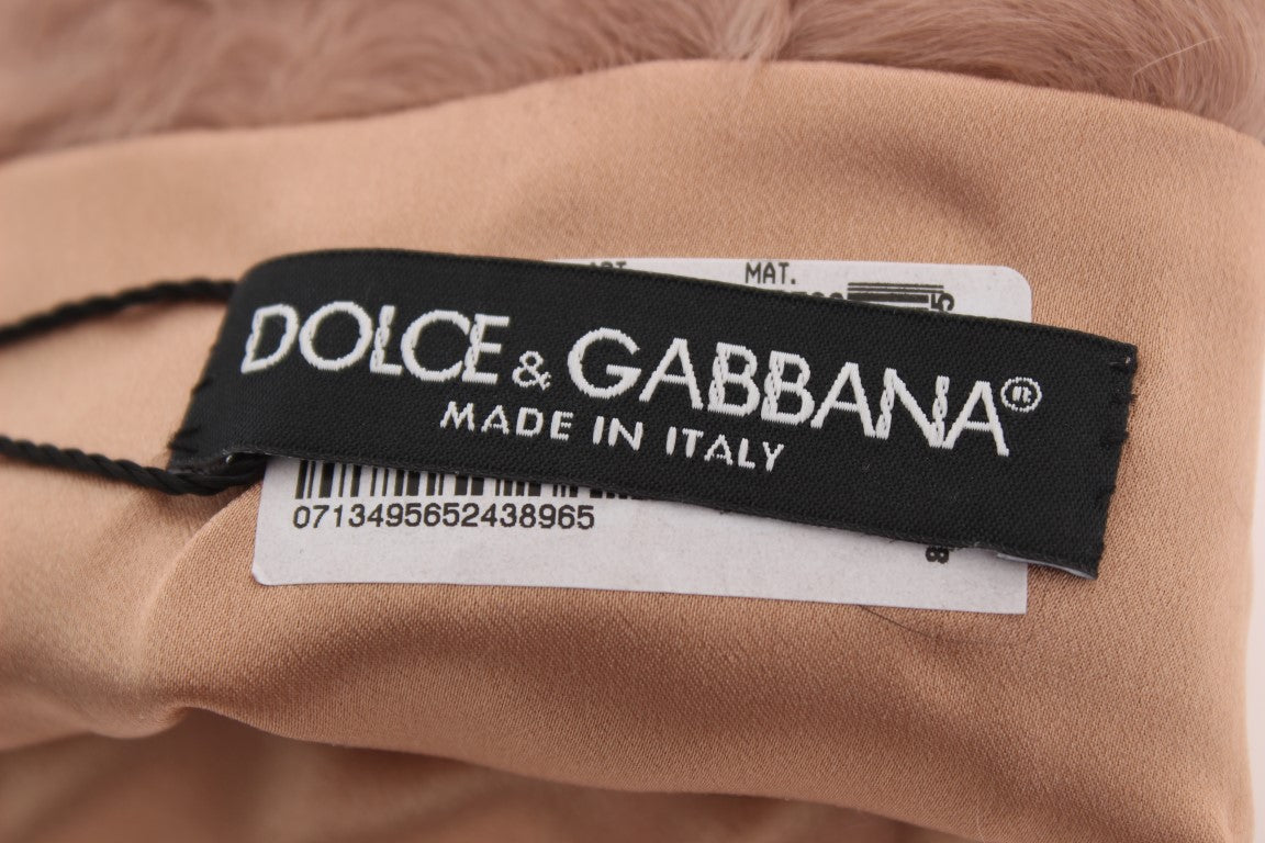 Dolce & gabbana beige daim xiangao fur coude gants