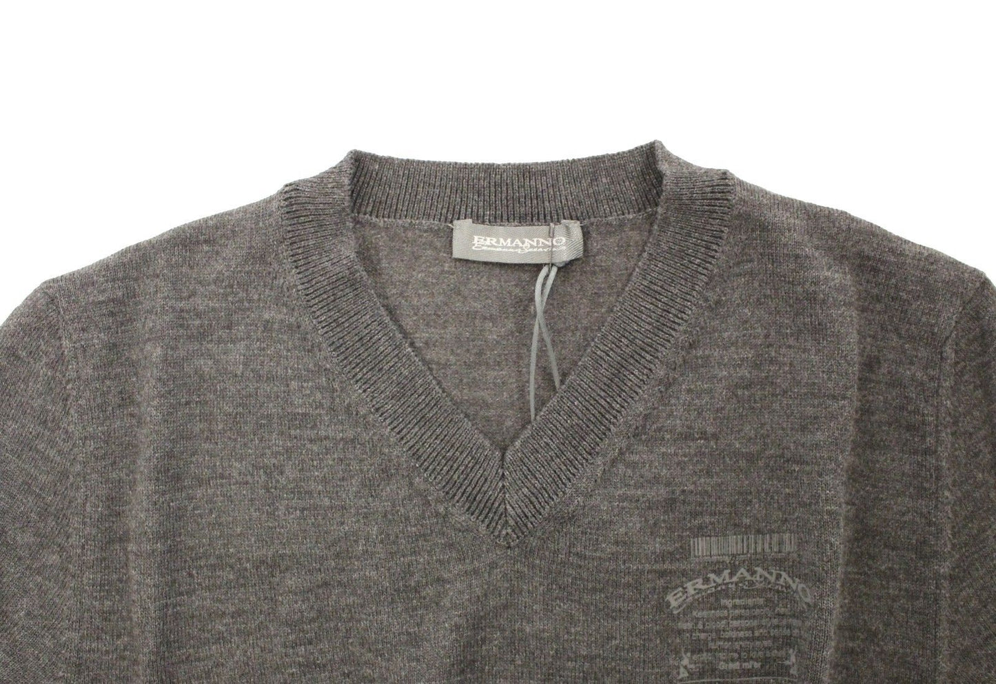Maglione pullover a V-lana grigio Ermanno SCRANCHI