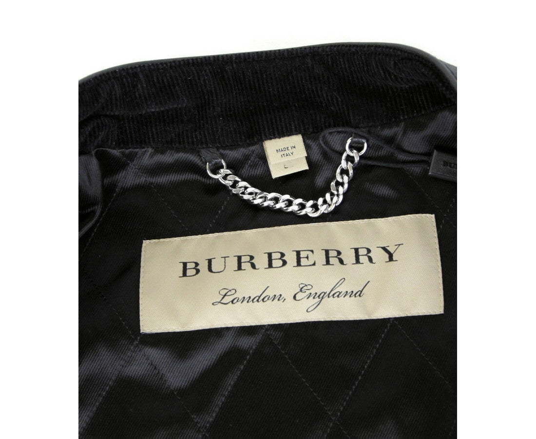 Burberry Burberry maschile in pelle nera in pelle nera trapuntata