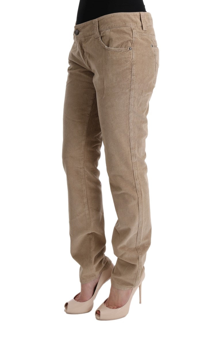 Ermanno Scecto BEIGE Coton Velvet Pantalon Fit Regular