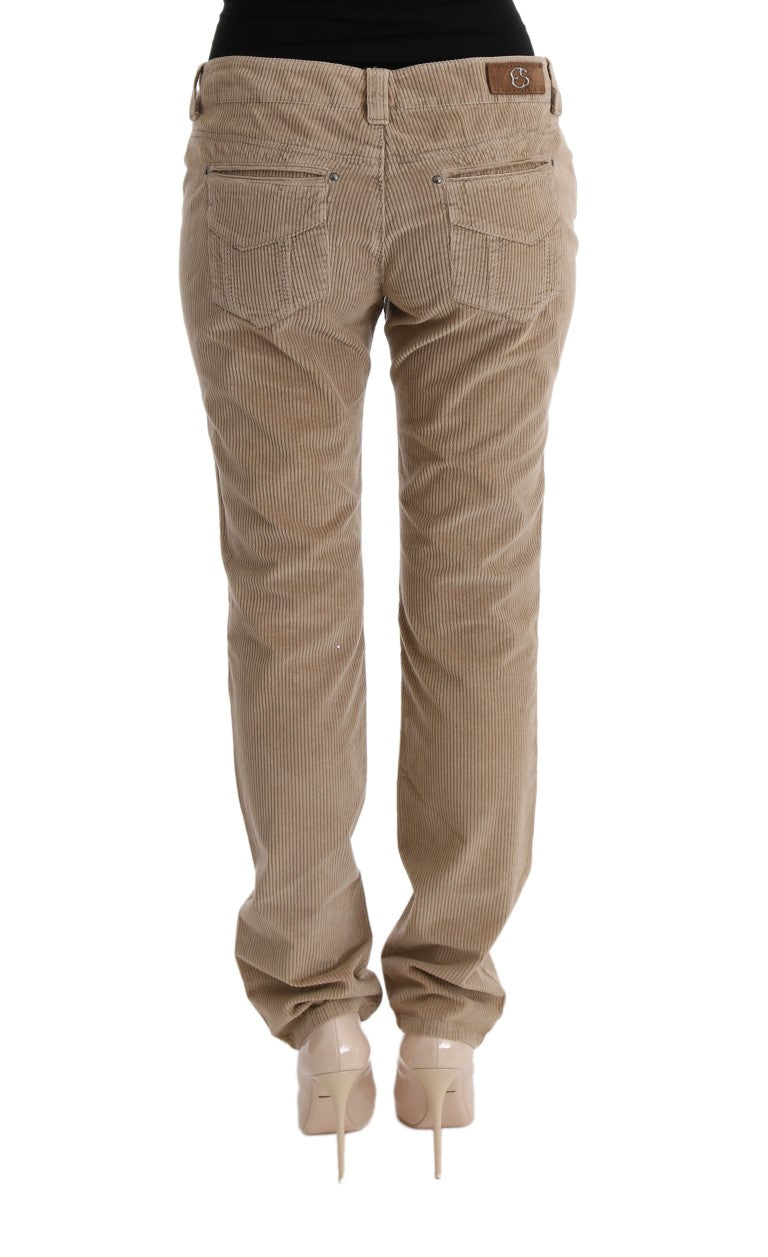 Ermanno Scecto BEIGE Coton Velvet Pantalon Fit Regular