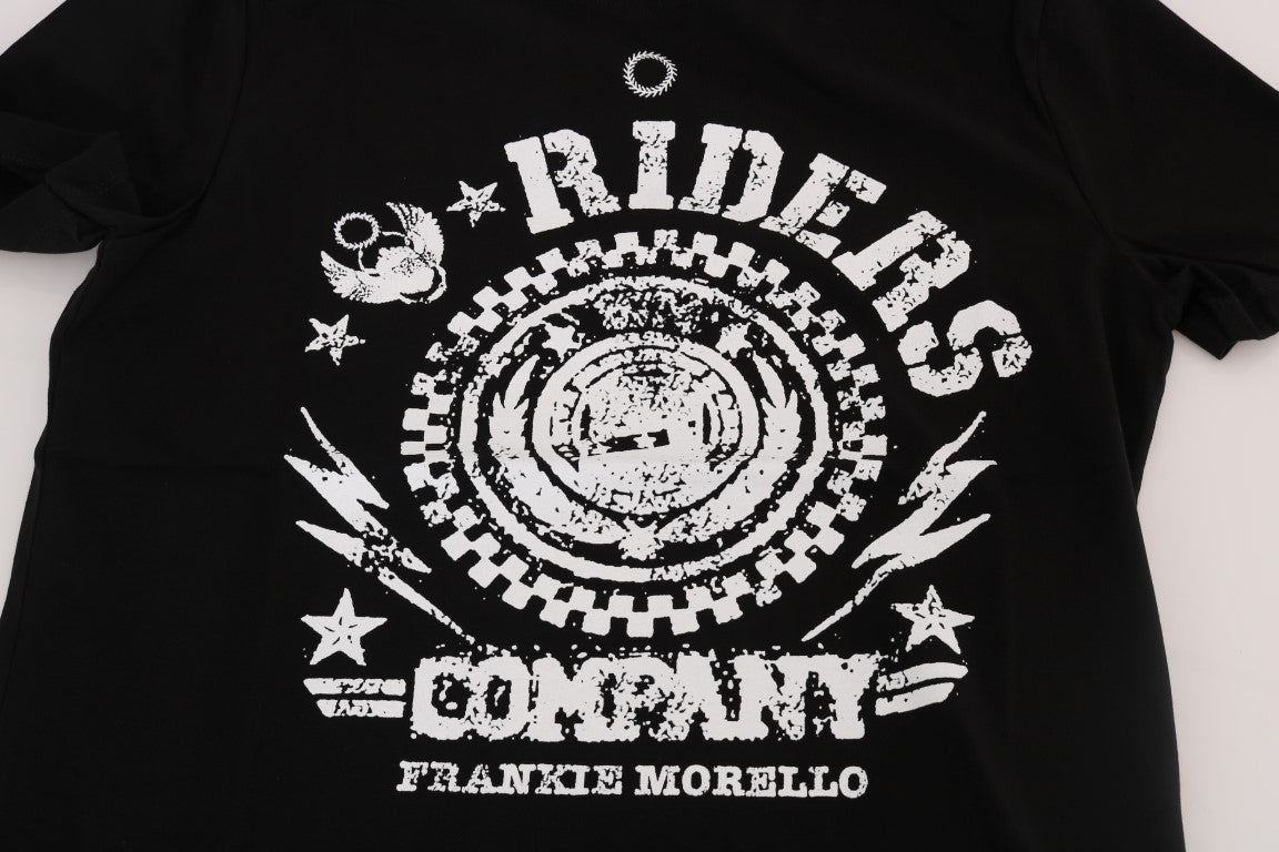 T-shirt CreWneck di Frankie Morello Black Cotton Riders