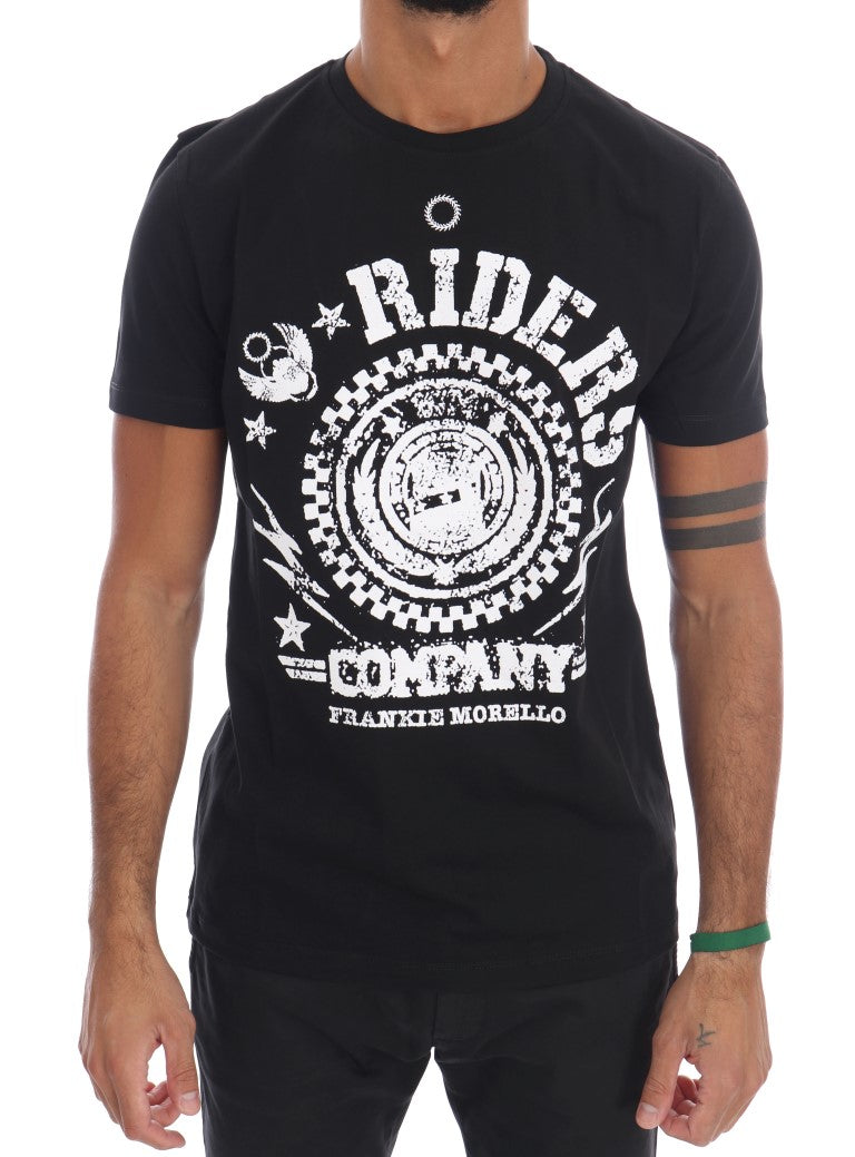 T-shirt CreWneck di Frankie Morello Black Cotton Riders