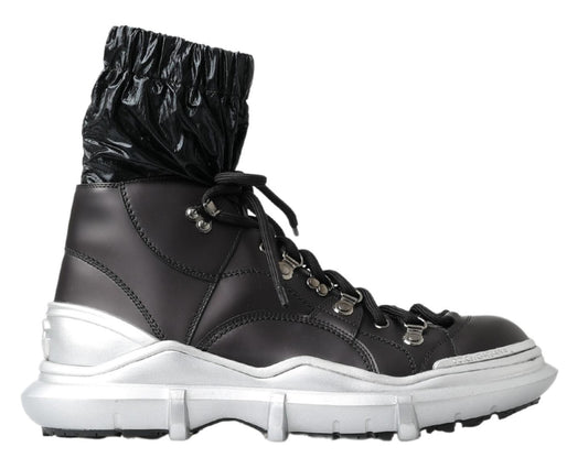 Dolce & Gabbana Black Nylon Galileo High Top Sneakers Schuhe