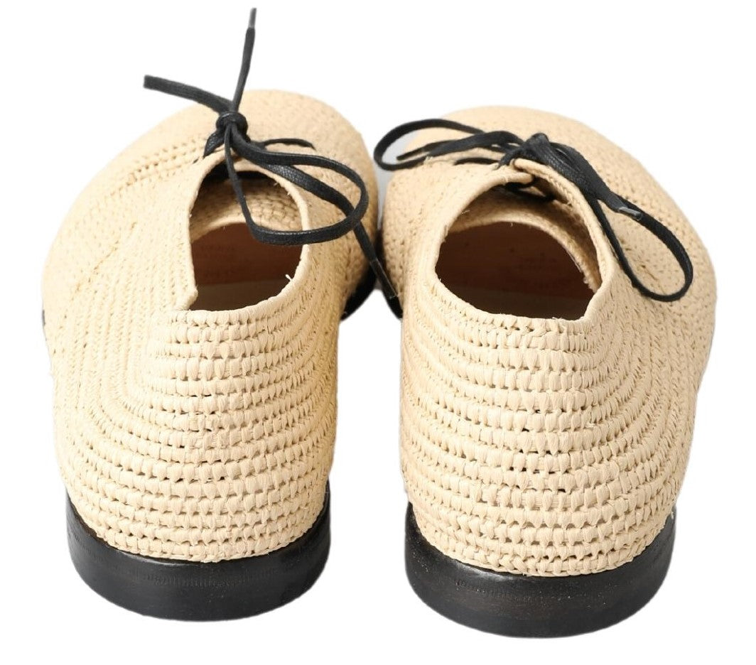 Dolce & Gabbana Beige tissée à lacets de chaussures de derby décontractées