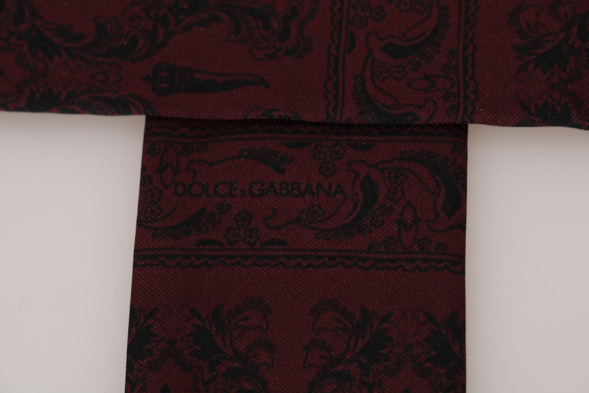 Dolce & Gabbana Bordeaux Seidenkronen -Chili -Schal