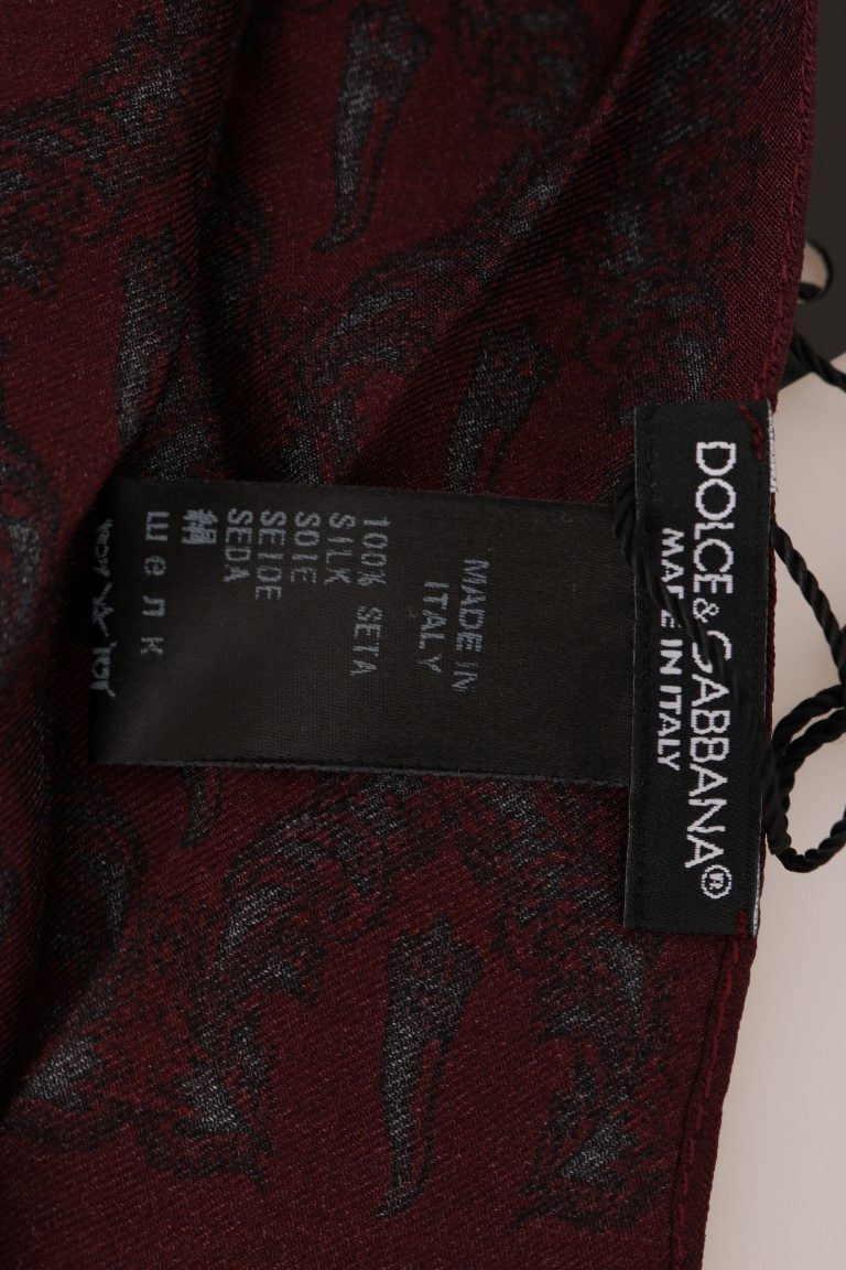 Dolce & Gabbana Bordeaux Seidenkronen -Chili -Schal