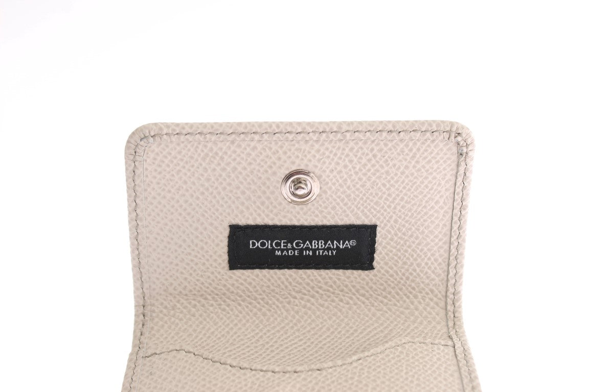 Dolce & Gabbana White Dauphine Leder Hülle Brieftasche