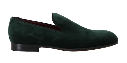 Dolce & Gabbana Green Suede en cuir Slippers Mandis