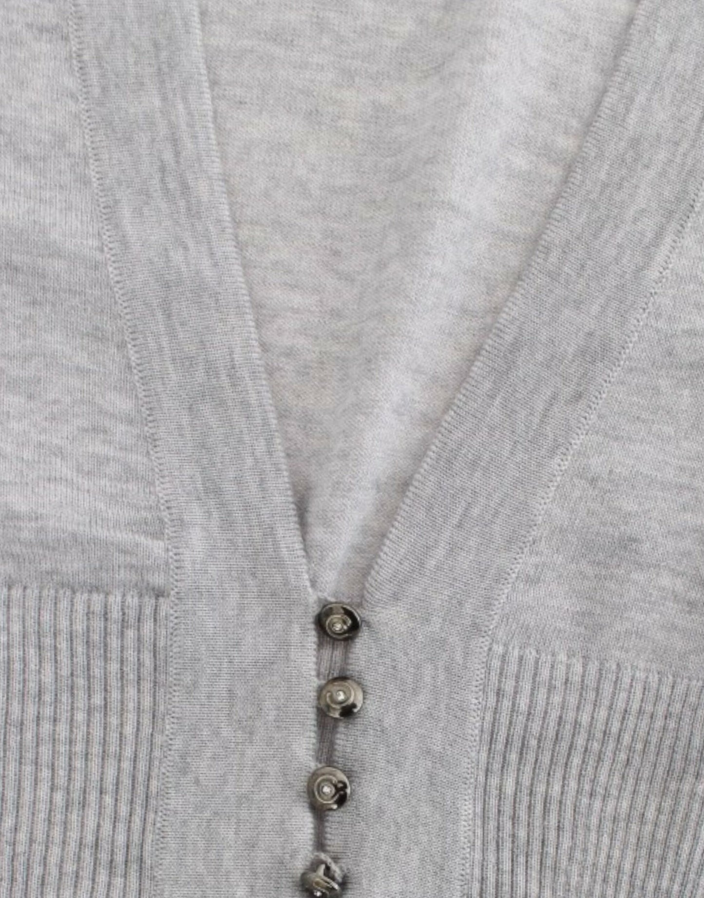 Cavalli Grey Cropped Woll Cardigan