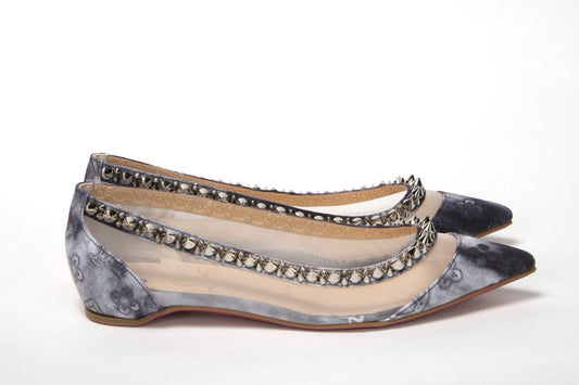 Christian Louboutin Multicoly Print Silber Flat Point Toe Schuh