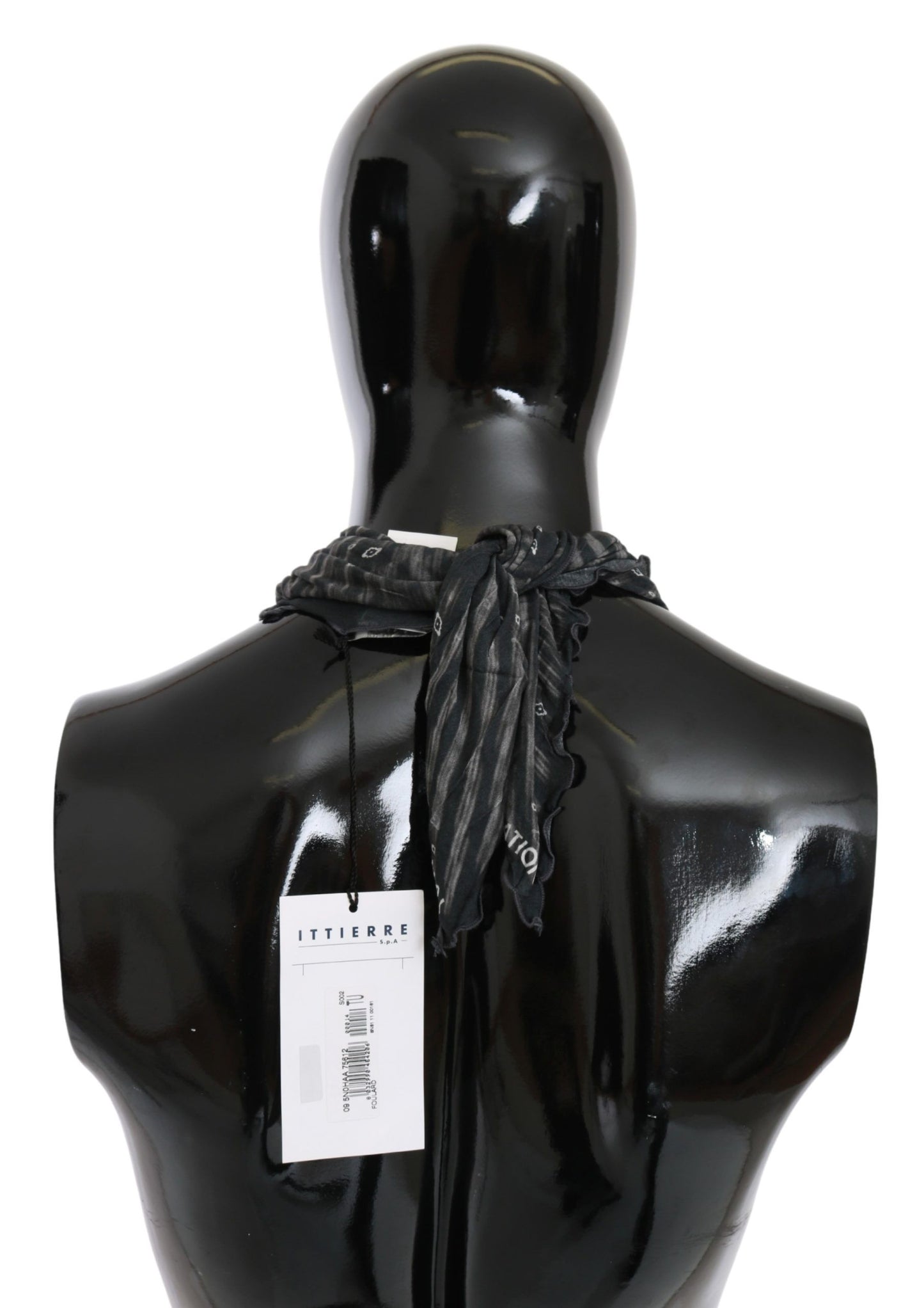 Costume National Black Grey Viscose Foulard Scarf de marque