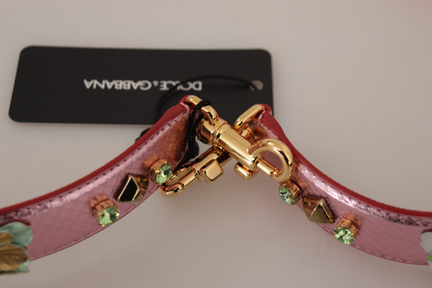 Dolce & Gabbana Metallic Rosa in pelle Pinza spalla con borchie