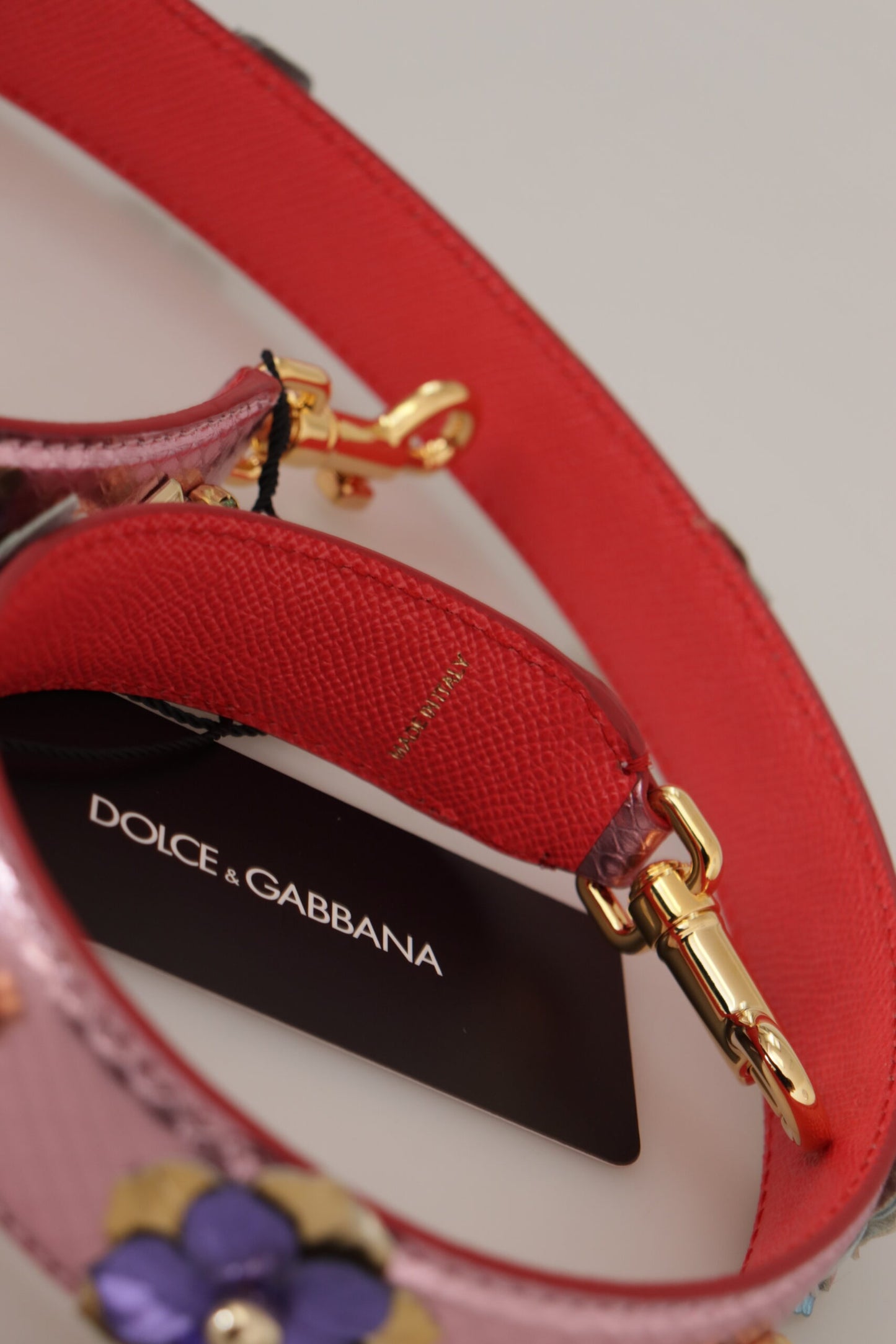 Dolce & Gabbana en cuir rose métallique bandoulière épaulé