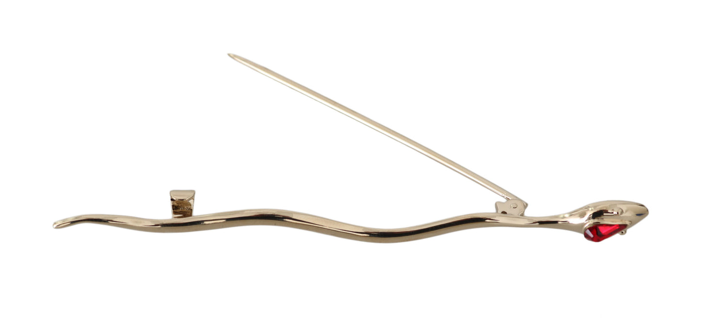 Dolce & Gabbana Silver Brass Crystal Spilla Serpente Brooch Broch