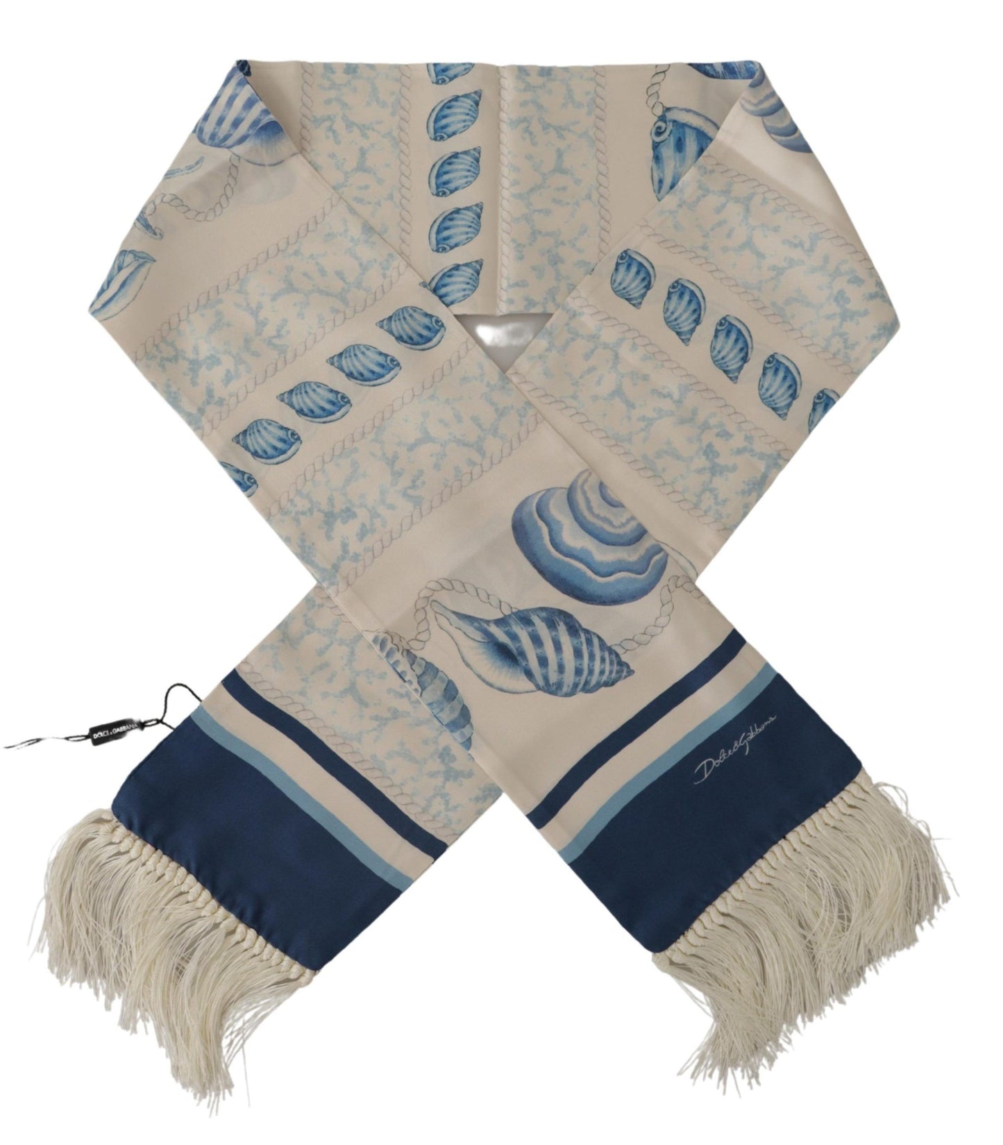 Dolce & Gabbana Blue Silk Shell Stampa a forma di scialle bianco Scarpa