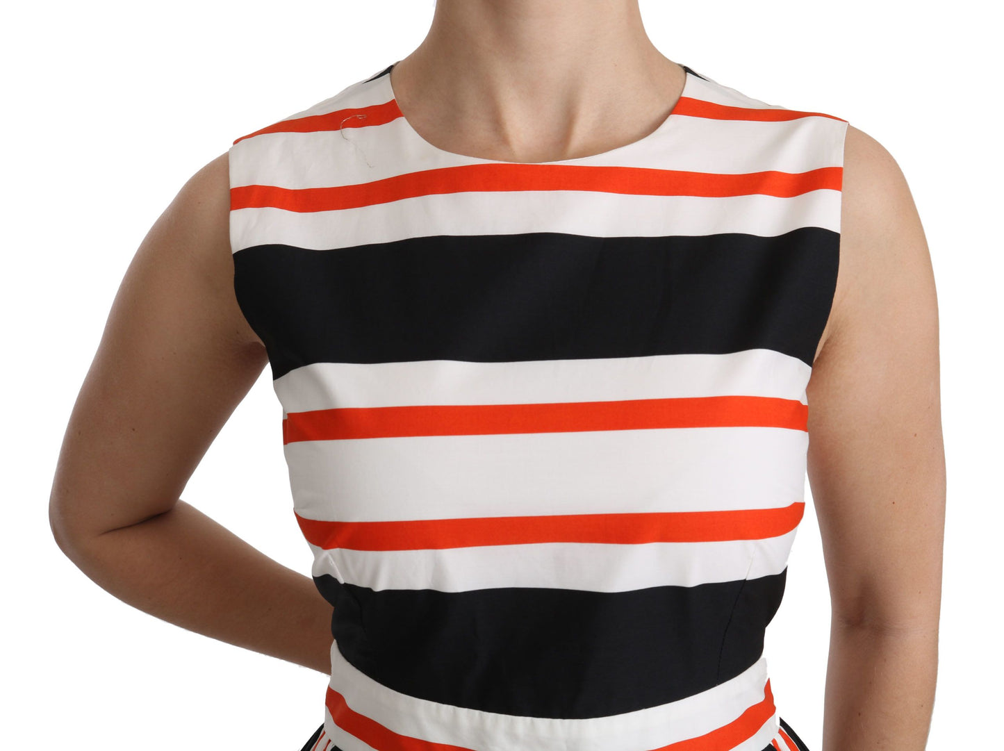 Dolce & Gabbana Multicolor Stripes A-Line Plissee Midi Kleid
