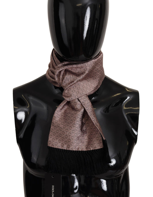 Dolce & Gabbana in seta rosa chiaro che controlla la sciarpa avvolgimento del collo di stampa