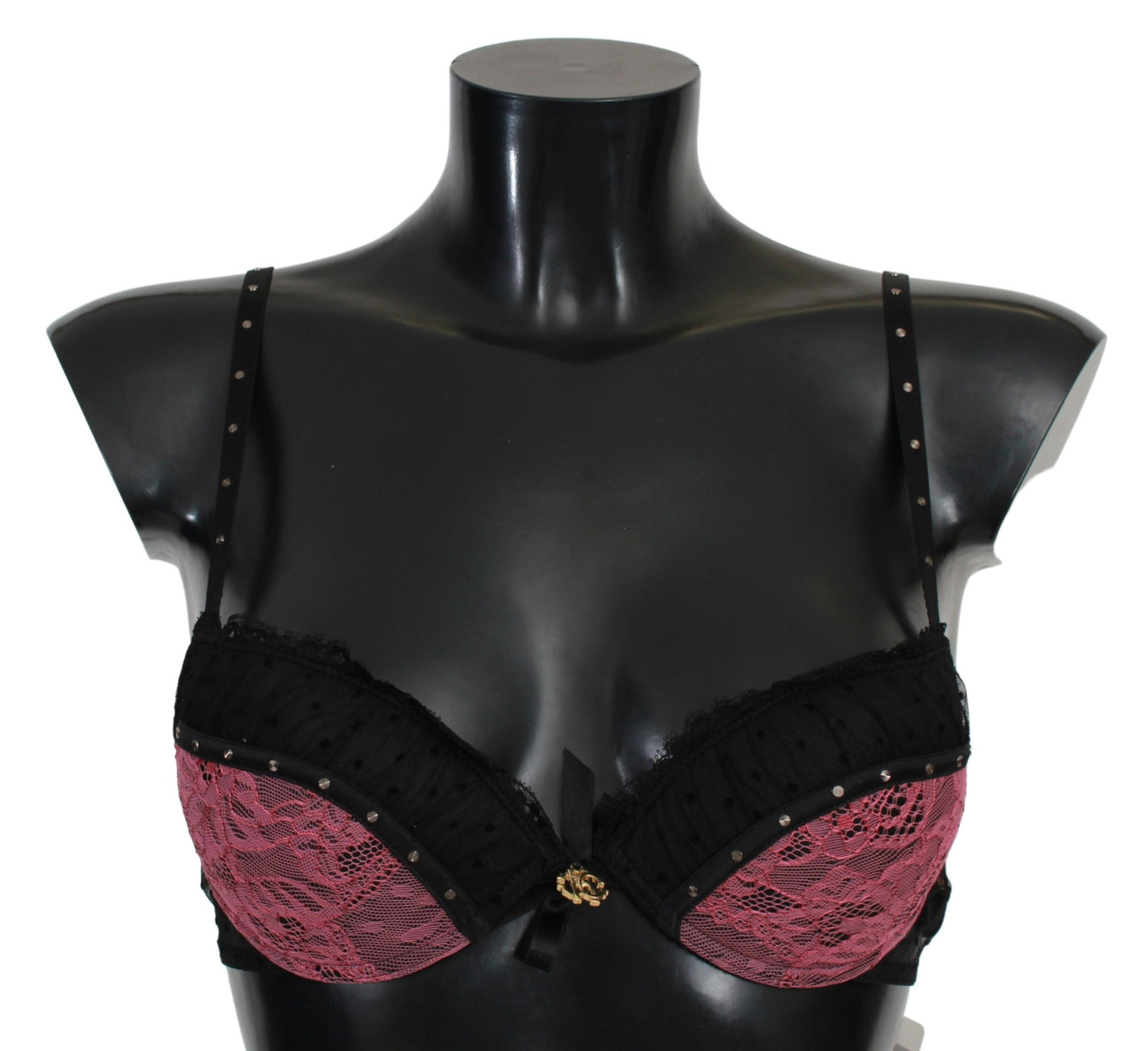 Roberto Cavalli Black Pink Lace Push Up Sous--vêtements