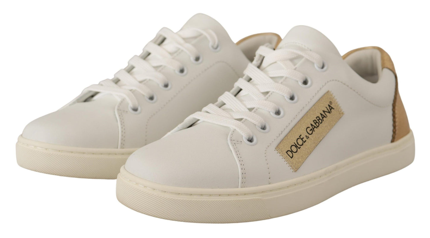 Dolce & Gabbana Weißgold Leder Low Top Sneakers