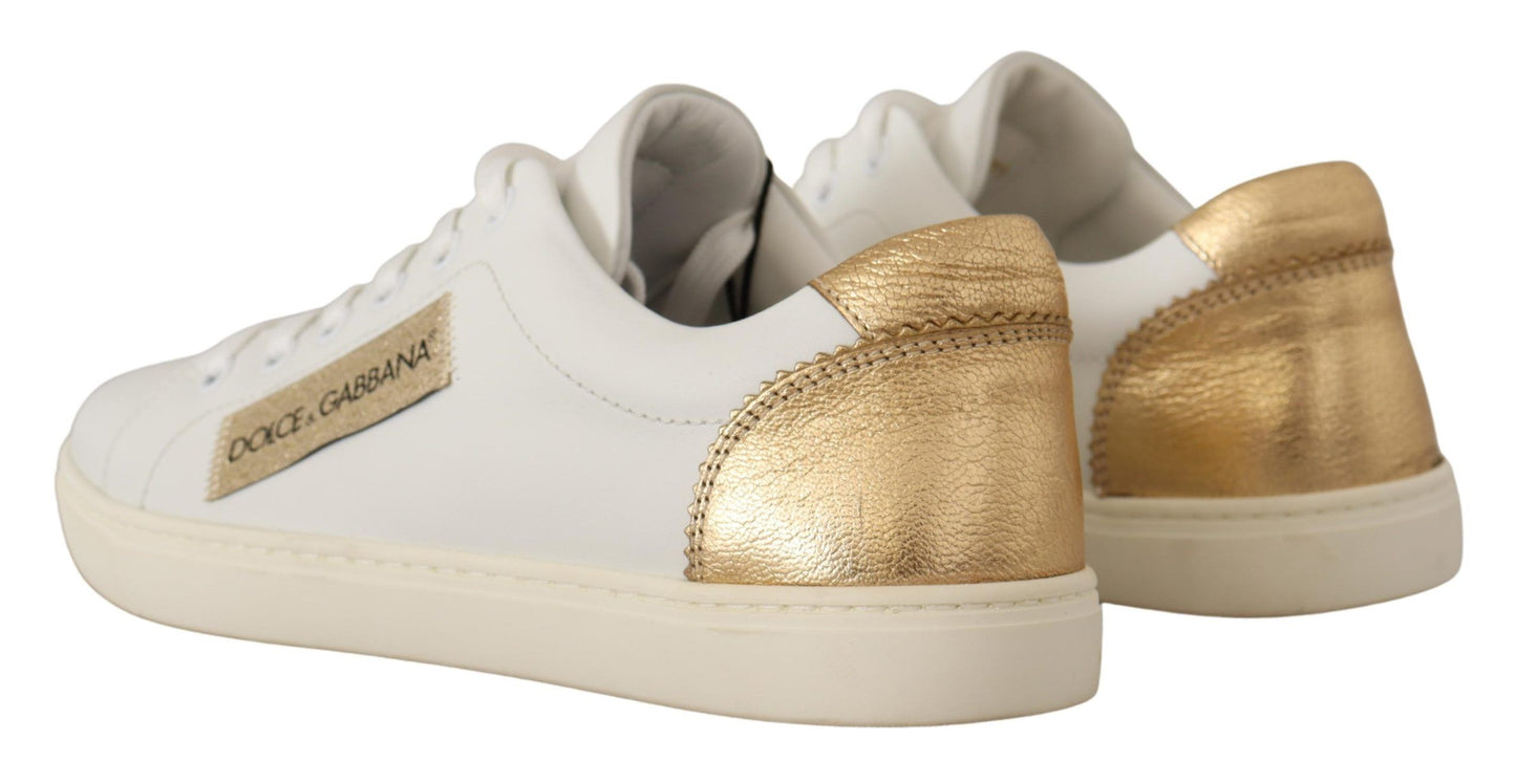 Dolce & Gabbana Weißgold Leder Low Top Sneakers