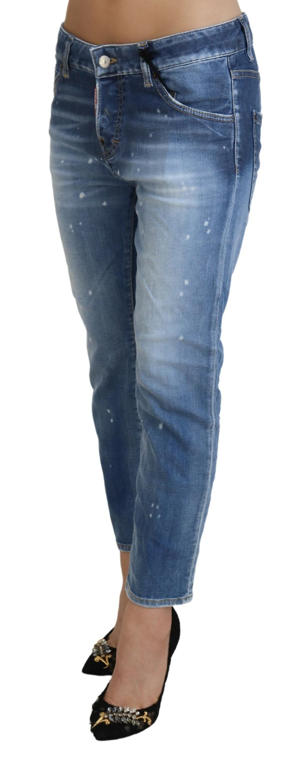 Dsquared² blau Baumwolle niedrige Taille geschnittene Denim coole Mädchen Jeans
