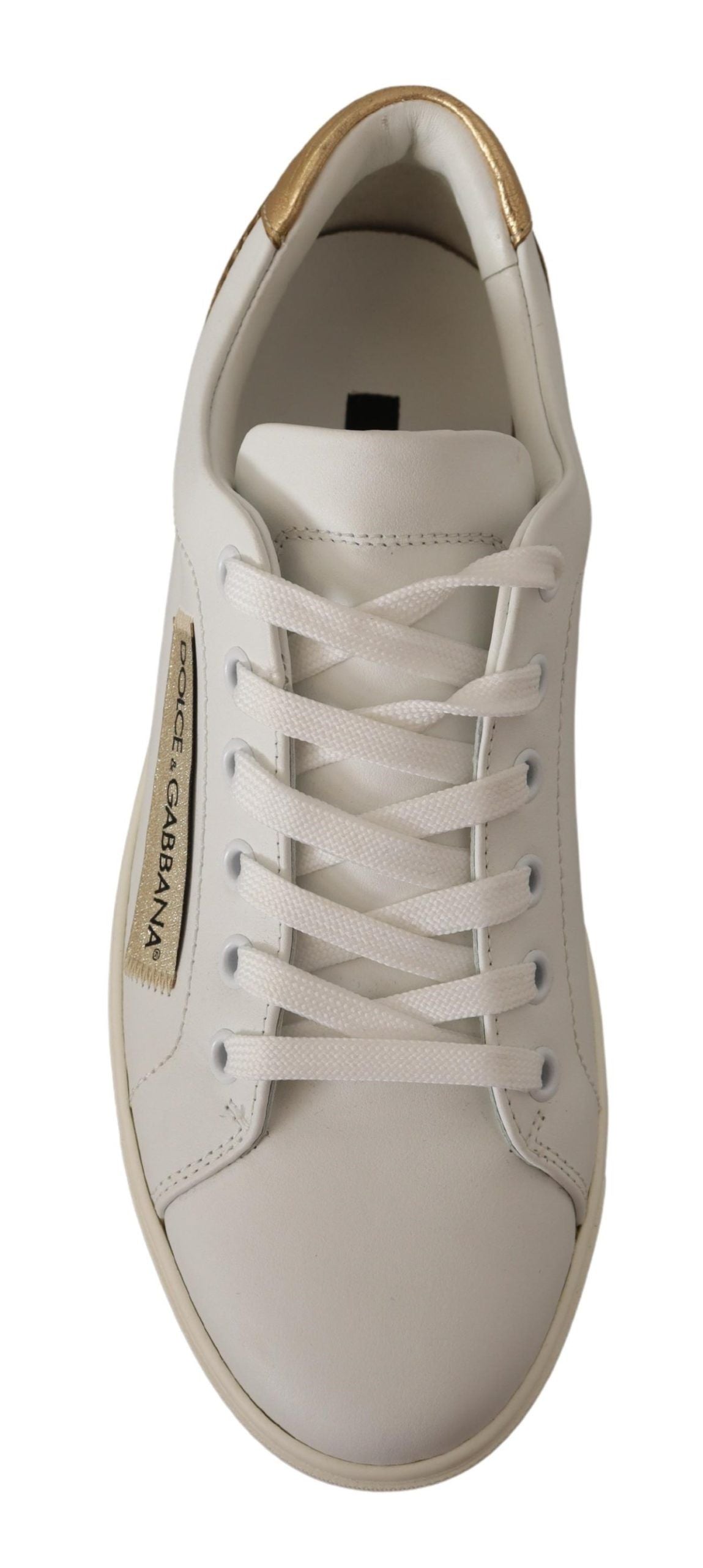 Dolce & Gabbana White Gol en cuir bas baskets