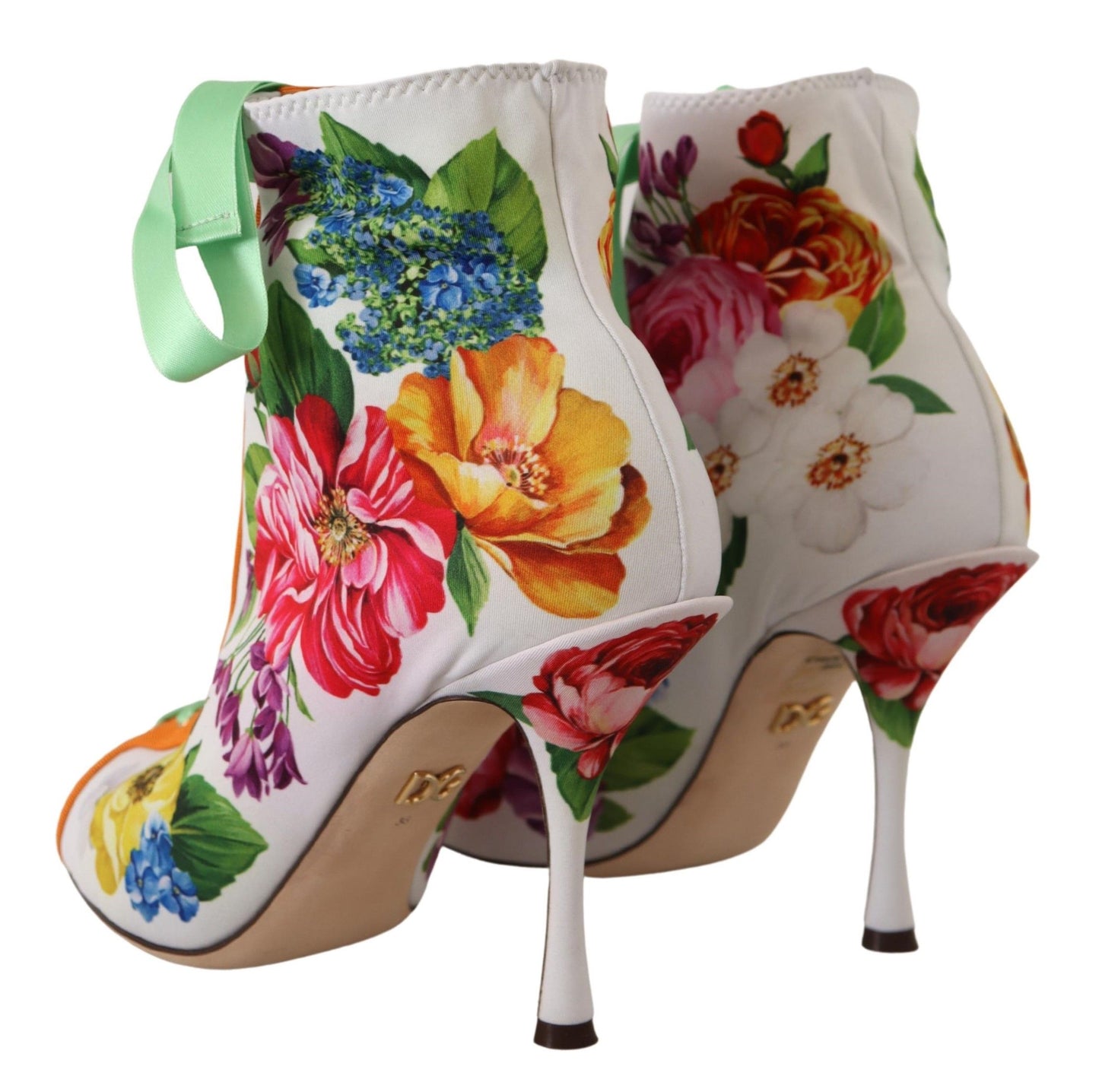 Dolce & Gabbana White Jersey Stretch Stiefel Open Toes Heels Schuhe