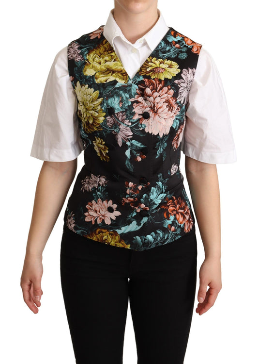 Dolce & Gabbana Black Jacquard Floral Wank Vest