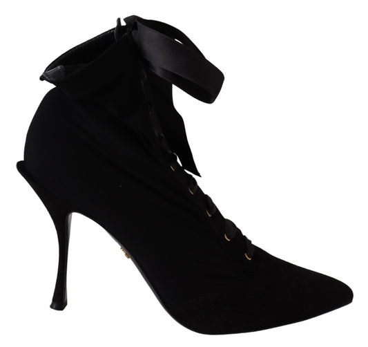 Dolce & Gabbana Black Stretch Short Stivali Stivali alla caviglia